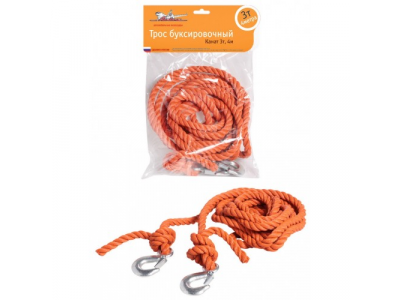 Трос буксировочный канат AIRLANE 3т, 4м, 2крюка