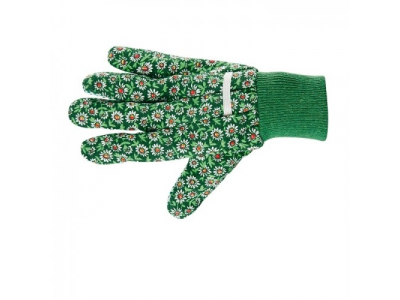 Перчатки садовые х/б ткань с ПВХ точкой, манжет, S //PALISAD