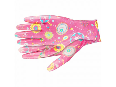 Перчатки садовые из полиэстера с нитриловым обливом, красные, S //PALISAD