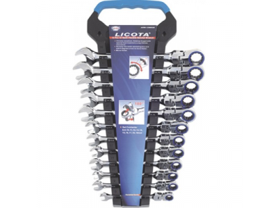 Набор ключей трещоточных с полукарданом 72 зуба 12пр.