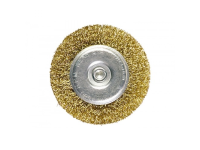 Щетка для дрели, 75 мм, плоская со шпилькой, латунированная витая проволока // MATRIX