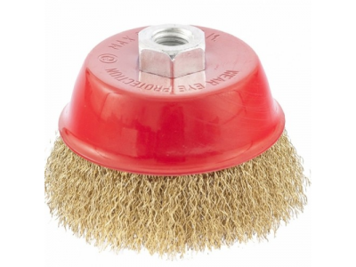 Щетка для УШМ, 100 мм, М14, "чашка", латунированная витая проволока// MATRIX